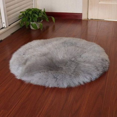 Faux Fur Wool Rug, Cozy Feel Like Real Wool, Faux Fur Rug, Artificial Luxury Wool Carpet, Sofa Cushion (Gray, 45 x 45 cm) (1/4)
