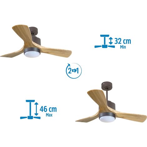 Tenerife Ring - Super destratificateur et ventilateur DC 166 cm Chrome pales bois sombre sans Lumière 30 à 60 m² (1/5)
