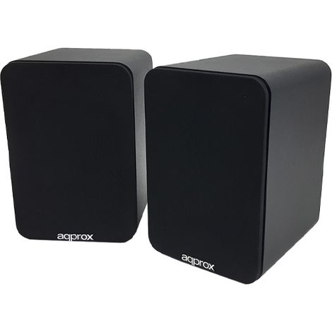 APPROX - APPSPK02 Diffusori autoalimentati - Wood Box - 30W+30W RMS - Bluetooth - RCA - COAXIAL - OPTICAL - USB - Remote Control (Black)