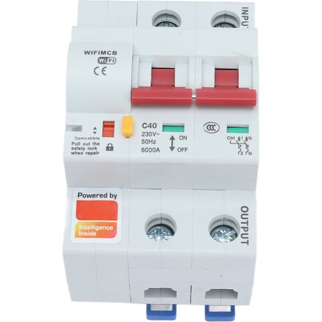Intelligenter 2-poliger Leitungsschutzschalter mit WLAN und Bluetooth, App-gesteuertem Fernschalter, Überstromschutz, 220 V AC, 40 A (1/5)