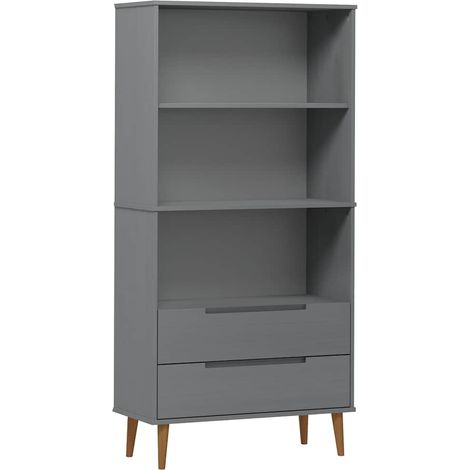 vidaXL Librería MOLDE madera maciza de pino gris 85x35x170,5 cm (1/2)