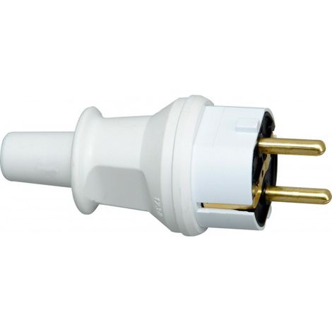 KOPP Schutzkontakt-Stecker 173002007, groß, mit Knickschutz, weiß