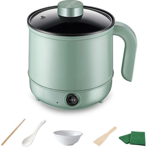 Casserole électrique multifonctionnelle, mini cuiseur vapeur électrique, idéale pour les nouilles, les pâtes, les œufs, la soupe et le steak (vert) vert—yux (1/5)