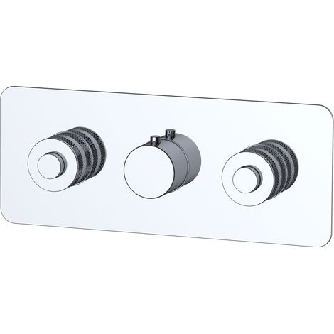 RAK Prima Tech Concealed Horizontal Thermostatic Dual Control Shower Valve with Back Plate - RAKPRT3022 (1/2)