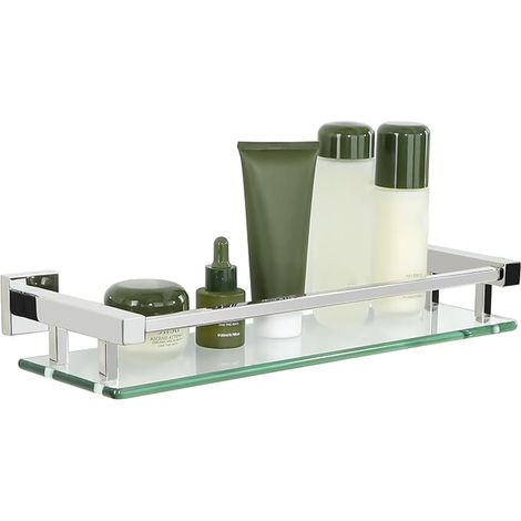 Etagere Salle de Bain Rangement Douche en Verre, Chrome Poli 40CM (1/4)