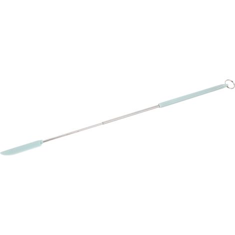 Spatule rétractable en silicone vert, mini spatule télescopique réutilisable et facile à nettoyer, avec boucle de suspension, idéale pour les cosmétiques et le gloss à lèvres. (1/5)