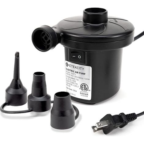 Pompe À Air Électrique - 130 W - 0,55 PSI - Pour Matelas Gonflables Lit Canapé Piscine Flotteurs Bateau Jouets - 3 Embouts Inclus - Noir (1/5)