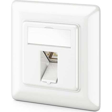 CAT6a Network Socket with RJ45 Keystone - 10 Gbps - Shielded STP - Data Socket for Patch Cables, Network, Ethernet to Pose - Gigabit LAN - White (1/5)