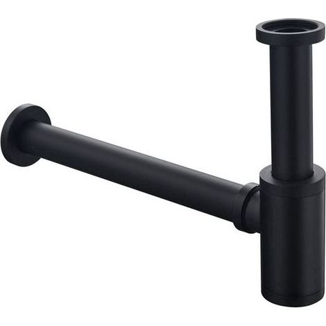TAISHENGDA Universeller Siphon für Waschbecken und Spülen – Schwarz – Mit Reinigungsöffnung – Design-Siphon – Rohrsiphon (1/5)