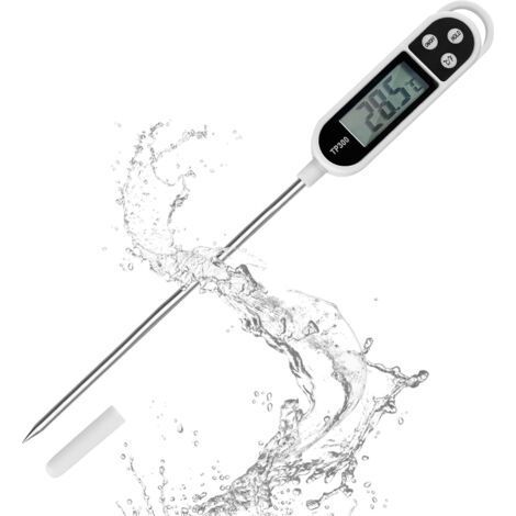 Thermometre Cuisine avec Écran LCD Thermomètre Numérique Digital avec Sonde Longue Haute Précision,Lecture instantané Thermomètre Cuisson,pour BBQ,Huile,Viande,Nouriture,Lait,Vin,Eau C (1/4)