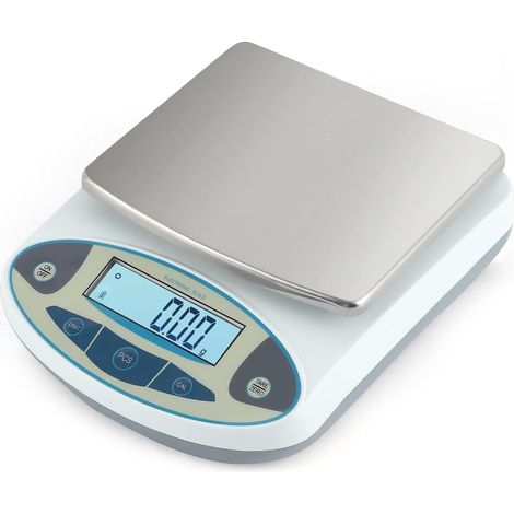 Lab Analytique Balance 5000g/0,01g, Tare/Compte/13 Unités  Precision Laboratoire Balance, Plateau Inox 16 x 18 cm, pour Labo, Bijouterie, Industrie, Pré-Calibrée Prête à l'Emploi (1/5)