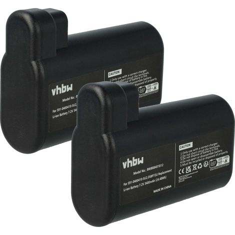 vhbw 2x batteria sostituisce AEG S91-0400410-SU2, OSBP72LI per aspirapolvere nero (3400mAh, 7,2V, Li-Ion)