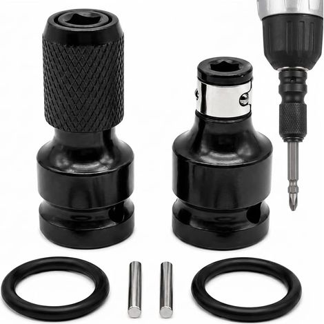 Lot de 2 Adaptateurs d'Embouts pour Visseuse à Choc - Convertisseur Douille 1/2 à 1/4 Pouce - Accessoire Robuste en Acier au Carbone pour Clé à Choc et Tournevis à Frapper (1/5)