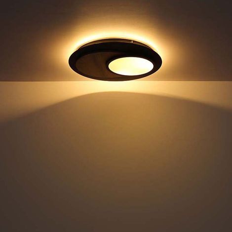 Deckenlampe Deckenleuchte Backlight Esszimmerlampe schwarz Holzoptik LED D 48 cm