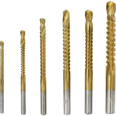 Juego de 6 brocas helicoidales HSS para carpintería, que incluye un mandril expansible multifuncional para metales y ranuras de sierra. Para profesionales y aficionados al bricolaje. (1/5)