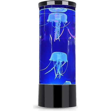 Mini lampe d'ambiance méduse, lampe LED fantaisie méduse, lampe de bureau ronde méduse, veilleuse 7 couleurs rechargeable par USB, style aquarium. (1/5)