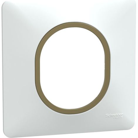 Plaque de finition 1 poste Ovalis Schneider Finition: Blanc bague effet laiton