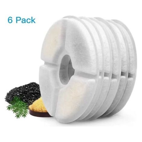 BUNTHAUS Lntyq Lot de 6 filtres automatiques pour fontaine à chat, avec résine et charbon actif, filtre à eau de rechange pour chats & chiens (rond,12538mm)