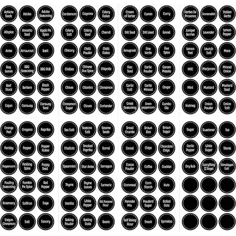 Lot de 144 étiquettes autocollantes pour pots à épices, 13,5x26,7 cm, noires (1/5)