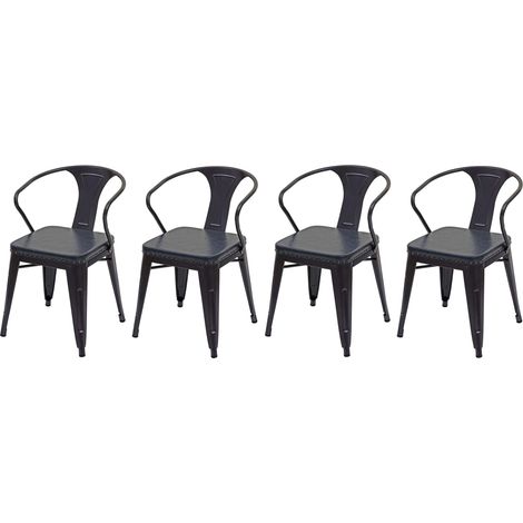 4x chaises de salle à manger cuisine en synthétique et métal style industrielle gris noir CDS04552 (1/5)