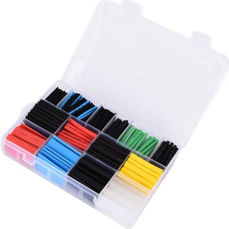 Kit de 580 gaines thermorétractables pour câbles électriques, assortiment de manchons en polyoléfine (1/5)