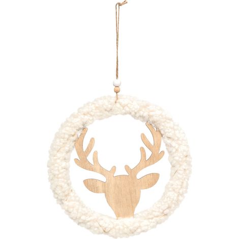 Déco lumineuse Tête de renne 8 LED Blanc D 20 cm - Feeric Christmas (1/3)