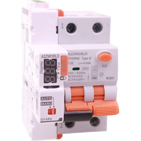 RCBO Interruttore Magnetotermico Differenziale Con Riarmo Automatico Tipo B Curva C 1P+N 2M 6000A 30mA AC 230V 3 Tentativi Disponibili 16A 20A 25A 32A 40A (C32A)