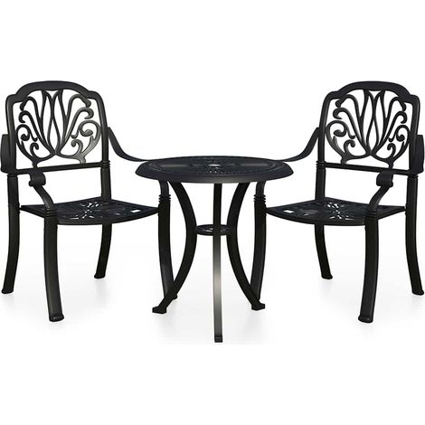 Maison Exclusive - 3-tlg. Bistro-Set Aluminiumguss Schwarz (1/5)
