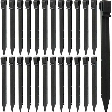 LATERN 25 Pièces Piquets de Sol en Plastique, 25CM Piquets de Bordure de Paysage Robustes Piquets de Tente Pointes d'ancrage pour Tentes Planche Terrasse Bordure Pelouse Jardin Extérieur (Noir)