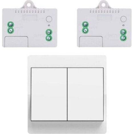 EU Wireless Switch Kit, Battery-Free, Self-Powered Wireless Two-Way Switch, Wireless Radio Remote Control Switch for Home Lighting (EU 2Gang 1V2A) (1/4)