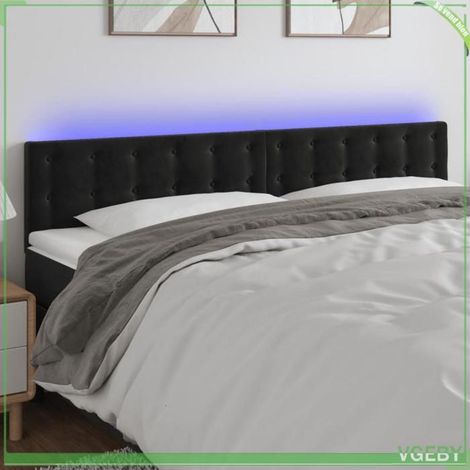 Tête de lit - FAF7291712408410 - Noir - Velours - LED intégrée (réglable) (1/5)