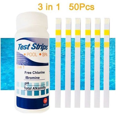 pair Papier de test de piscine 3 en 1, papier de test de pH, papier de test de chlore résiduel, 50 papiers de test de qualité de l'eau (1/5)