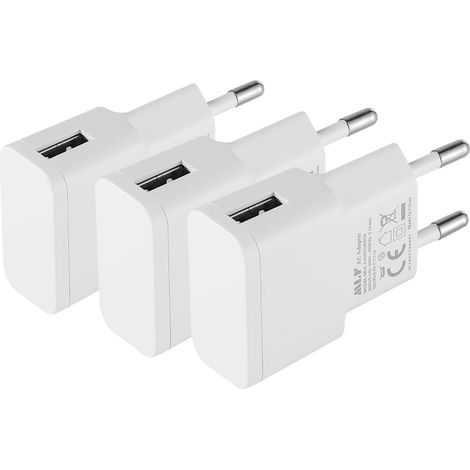 JSSEVN-Lot de 3 Chargeur USB 5V 1A 5W AC DC Adaptateur Secteur pour caméras IP, tablettes, lecteurs MP3, liseuses, Smartphones, Outils électriques, etc (1/4)