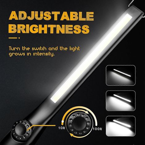 Lampe de travail LED pour mécanicien, lampe de travail rechargeable, lampe d'atelier COB à intensité variable, lampe torche LED pour voiture, garage, camping, 37,5 x 3,5 cm (1/2)