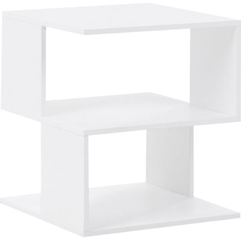 Table de Chevet Moderne en Aggloméré avec Étagères Ouvertes Rangement Chambre Blanche Baeuval (1/5)
