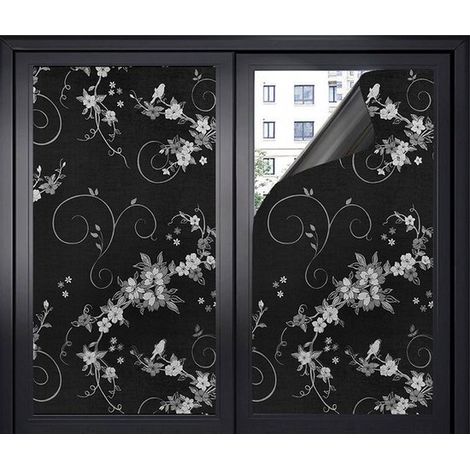 Lámina opaca para ventanas - Protección solar - Privacidad garantizada - Autoadhesiva - Negra - Incluye espátula - 45 x 100 cm (1/5)
