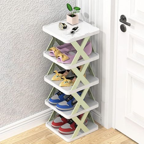 Meuble à Chaussures Slim à 5,Étagère à Chaussures Verticale à 5 Niveaux,Organisateur De Chaussures,Étagère à Chaussures Robuste,vert (1/5)