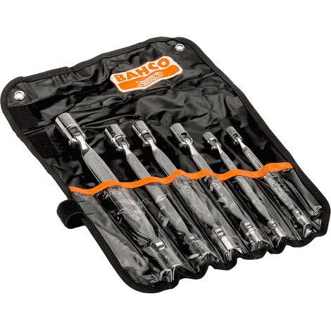 Bahco - Jeu de 6 clés doubles avec tête articulée, avec douilles 12 pans en pochette plastique - 4040M/6T (1/2)