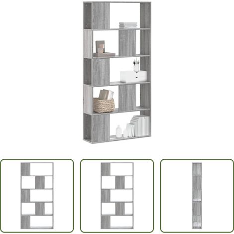 Stauraum - Bücherregal 5 Böden Grau Sonoma 80,5x23,5x162,5 Holzwerkstoff (1/5)