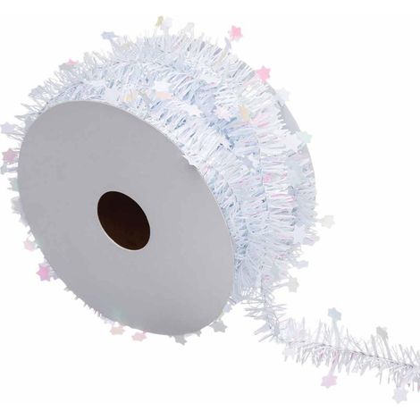 Deco sapin Guirlande en rouleau fines avec étoiles 3 m Blanc - Feeric Christmas