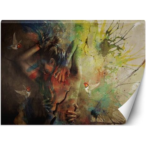 Fototapete Frau mit Kolibris wie gemalt 100x70 cm (1/5)