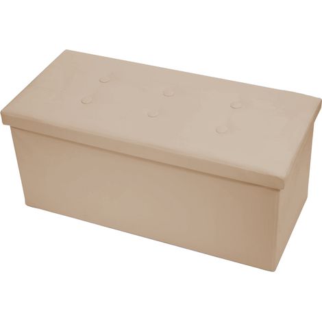 Pouf Contenitore Imbottito Pieghevole In Ecopelle Modello Double Colore Tortora (1/4)