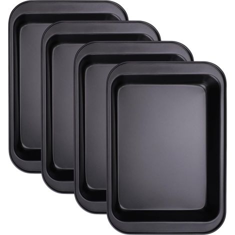 4 Pièces Plat Four Antiadhésif Plat Four Rectangulaire Profonde 31,5 x 22 x 5cm Empilable Plaque De Cuisson Four Facile à Nettoyer Pour La Cuisson De Biscuits, Gâteaux, Viandes et Légumes (1/5)
