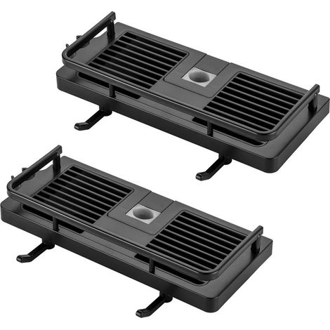 étagère de Douche Pas de Perage Suspendu Tablettes de Douche Supports d'accessoires de Douche avec Deux Crochets et Crochet de Pomme de Douche pour Suit [22mm-25mm] Rail, Pack de Deux Nior- (1/5)