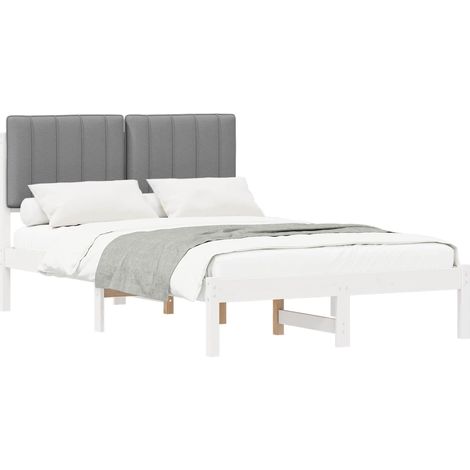 Maison Exclusive - Letto con Testiera Rivestita Bianco e grigio chiaro (1/5)