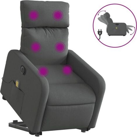 Fauteuil inclinable de massage électrique en tissu gris foncé (1/5)