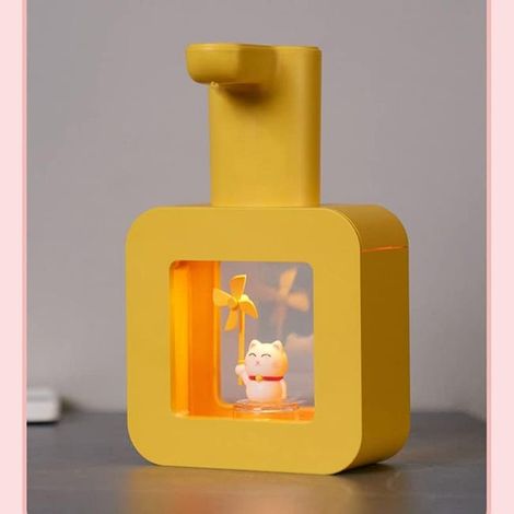 Distributore automatico di sapone con sensore, illuminazione soffusa e calda, macchina a forma di animaletto dei cartoni animati, liquido lavamani impermeabile (giallo) (1/3)
