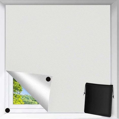 Blackout curtains for bedroom, temporary blackout blinds for windows, portable blackout blinds with hook and loop, for baby's room, travel, camper van, white, 145 cm W x (1/5)