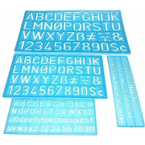4 Pcs Alphabet Letter Stencil, Number & Letter Stencil Pochoirs Numriques Rutilisables Rgle En Plastique Pour Modle De Dessin Pour Enfants Peintur (1/5)