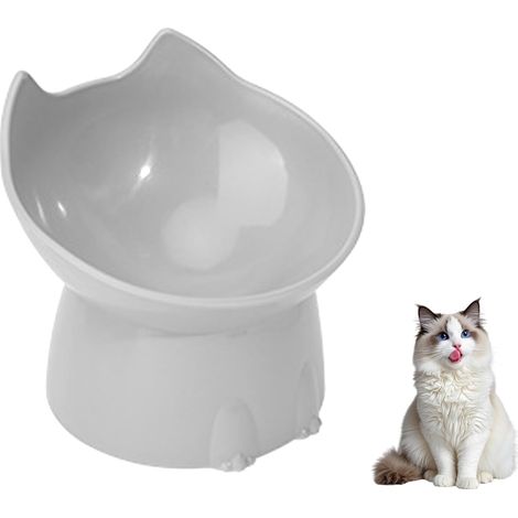 1 gamelle pour animaux - Gamelle avec de longues oreilles et des pieds hauts, grande capacité - Protection de cou inclinée à motif dessin animé pour chat et chien, gamelle haute en plastique anti-basc (1/5)
